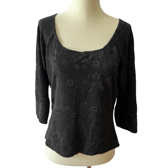 HANKY PANKY TOP L WITCHY WHIMSIGOTH FLORAL FAIRY GRUNGE ELBOW SLEEVE ROUND NECK - Picture 1 of 11